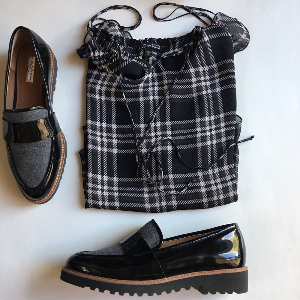 Express plaid tie front cami